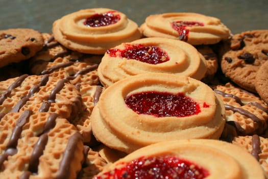 Close up of an assortment of cookies.
