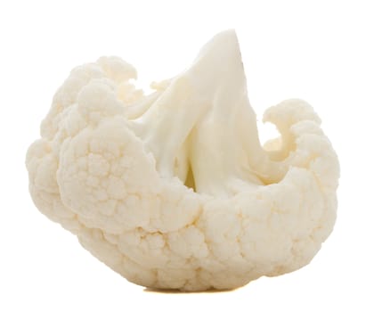 close-up bit of cauliflower, isolated on white