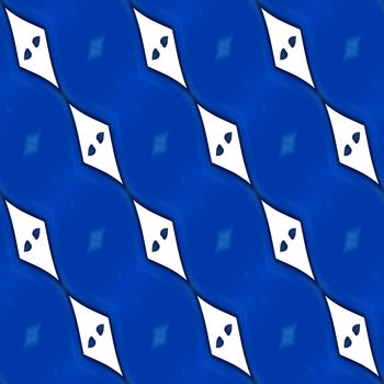 pattern of abstracted kites in garlands on blue background