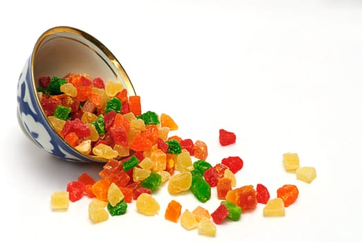 candied fruit in cup isolated