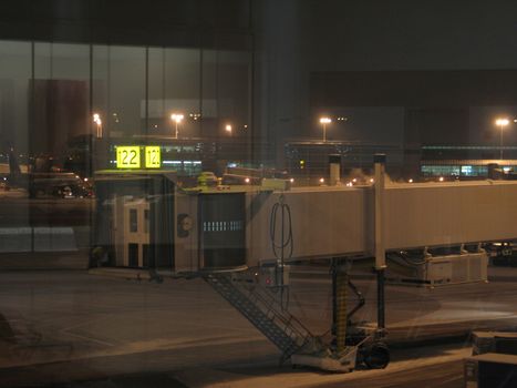 empty airplane gate at night