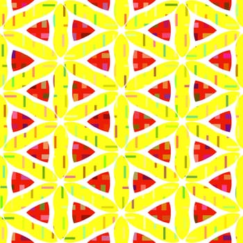 texture of red triangles and shapes on yellow background