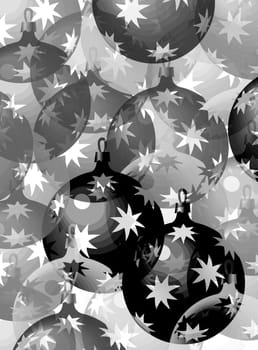 pattern with christmas decorations in black and white