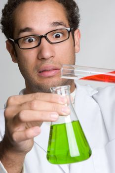 Scientist man doing science experiment