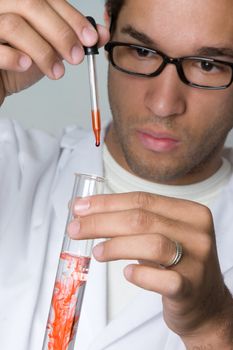 Man doing science experiment