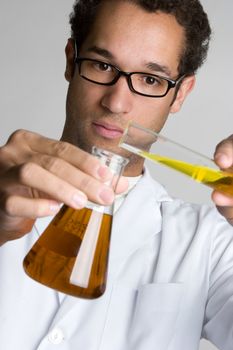 Man doing science chemical experiment