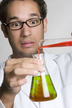 Man doing chemical science experiment