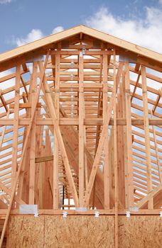 Abstract of New Home Construction Site Framing.