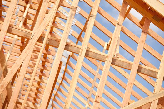 Abstract of New Home Construction Site Framing.