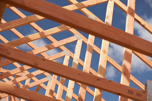 Abstract of New Home Construction Site Framing.