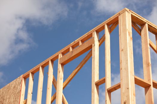 Abstract of New Home Construction Site Framing.