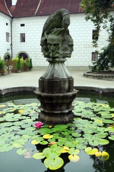 Lake of castle in the czech city Trebon