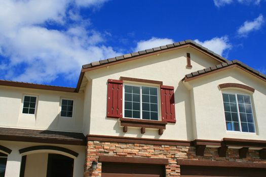 Close up of a brand new house.
