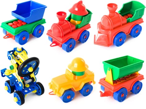 Toy machines isolated on the white background