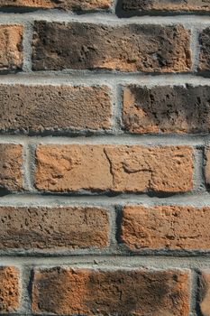 Close up of a brickwall showing unique pattern.
