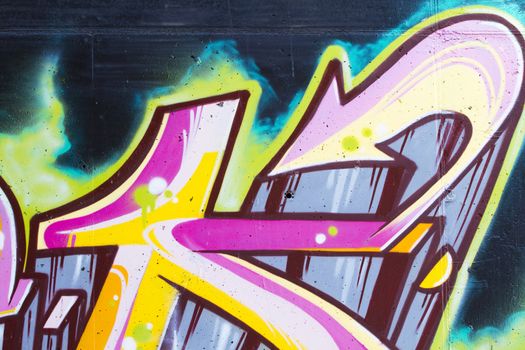 Colorful segment of a graffiti in Spain