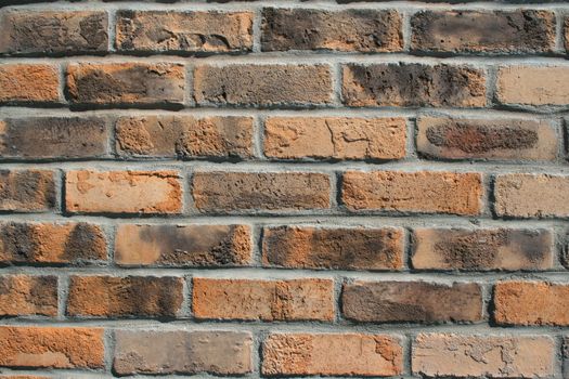 Close up of a brickwall showing unique pattern.
