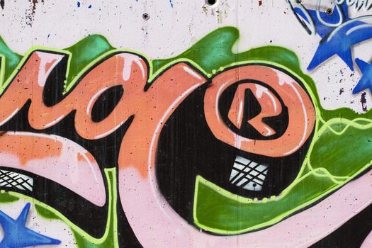 Colorful segment of a graffiti in Spain