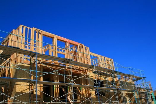 Close up of a building under construction.
