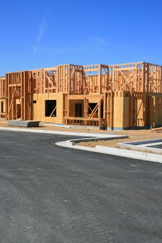 Close up of a building under construction.
