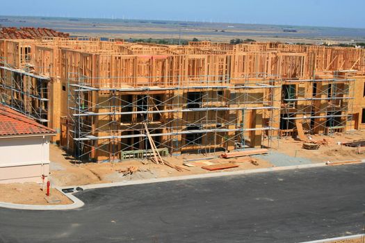 Close up of the buildings under construction.
