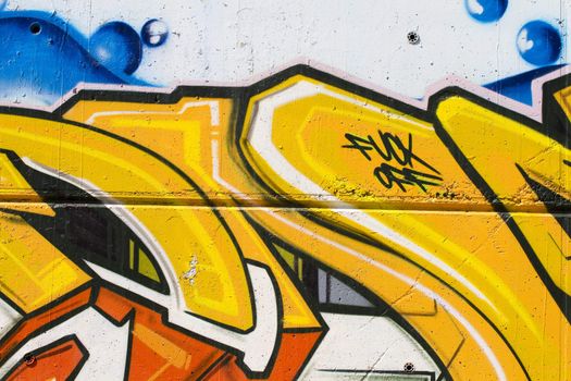 Colorful segment of a graffiti in Spain