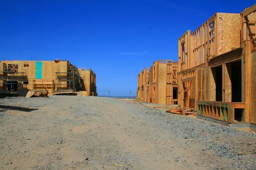 Close up of the buildings under construction.
