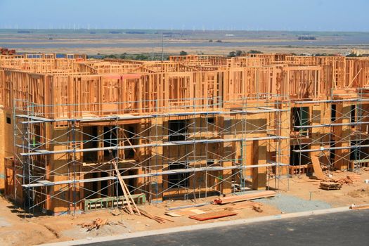 Close up of the buildings under construction.
