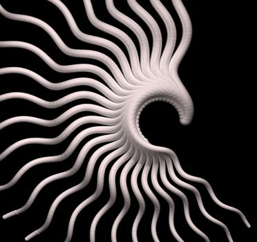 Abstract organic form on black background - 3d illustration