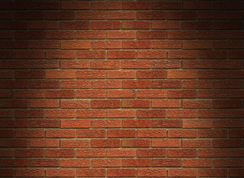 Red brick wall lit from above Horizontal