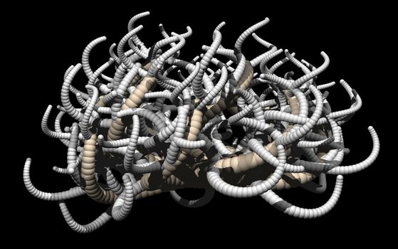 Abstract organic form on black background - 3d illustration