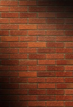 Red brick wall dramatically lit diagonally