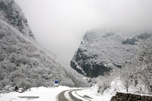 Winter in Balkan Mountains in Kosovo
