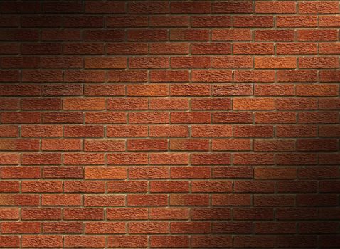 Red brick wall background lit diagonally Horizontal