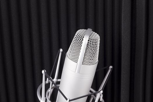 Professional studio microphone on white background