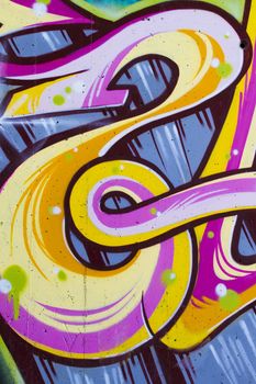 Colorful segment of a graffiti in Spain