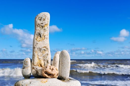 Horizontal image of stones in the beach