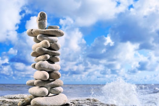 Horizontal image of stones in the beach