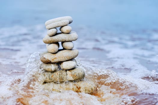 Horizontal image of stones in the beach