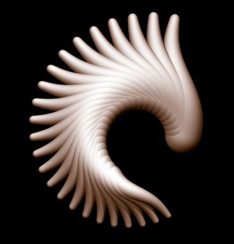 Abstract organic form on black background - 3d illustration