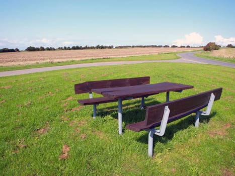 Outdoors Picnic table setting Denmark - relaxing in nature    