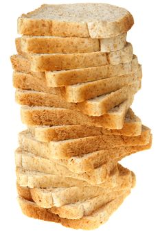Pile of toast bread isolated on white background