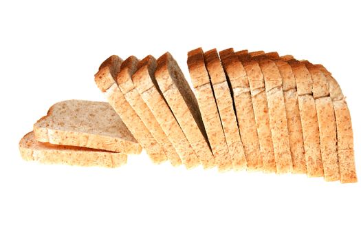 Pile of toast bread isolated on white background