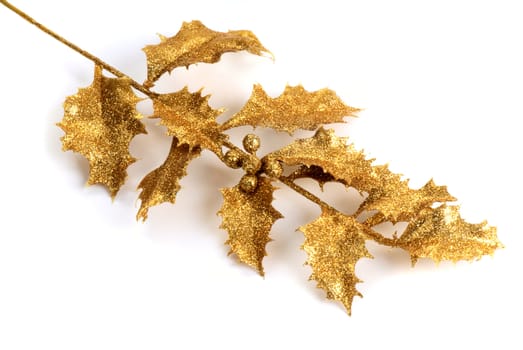 Gold decoration holly for christmas