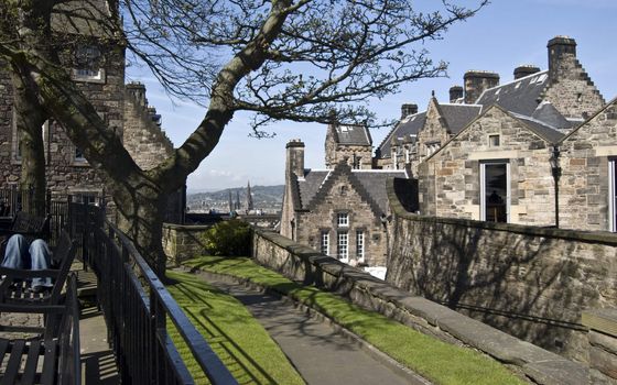 part of the famous Edinburgh castle on a sunny day