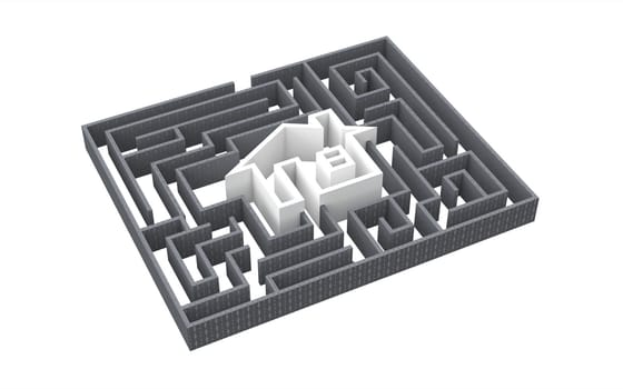 A real estate home puzzle, render, isolated on white 