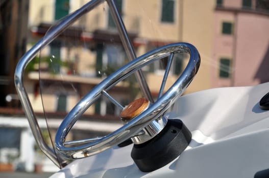 motorboat steering wheel detail