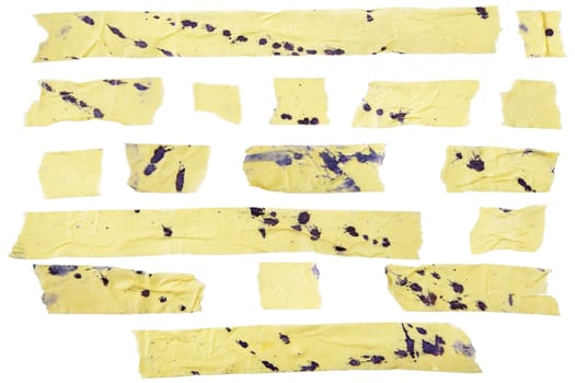 different yellow masking tape and ink drops