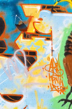 Colorful segment of a graffiti in Spain