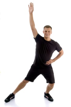 exercising young man on an isolated background